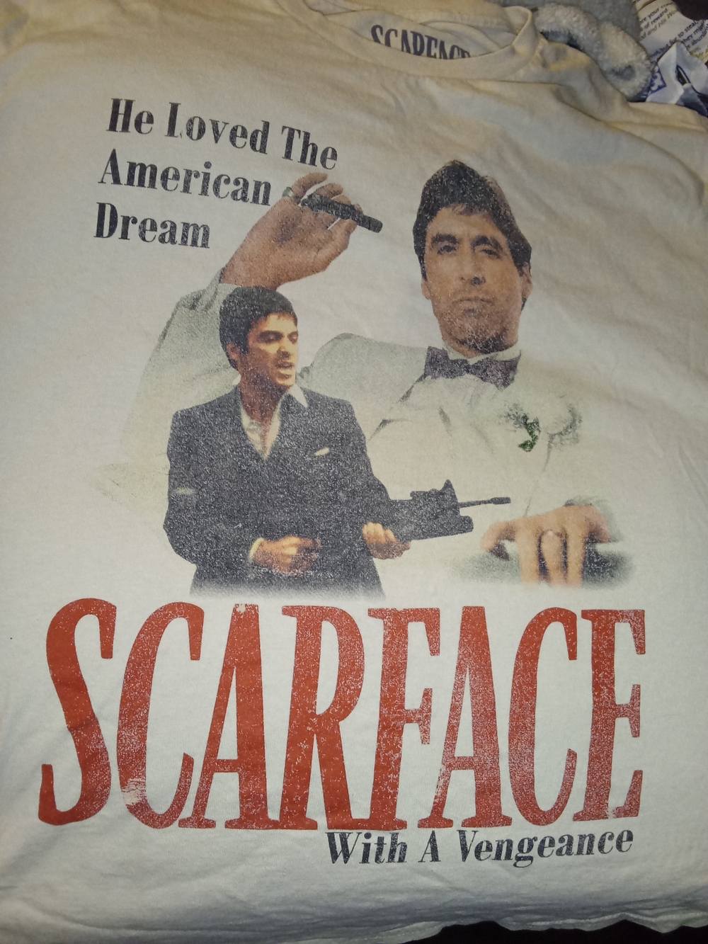 Ripple Junction Scarface Tee - White with Red Print